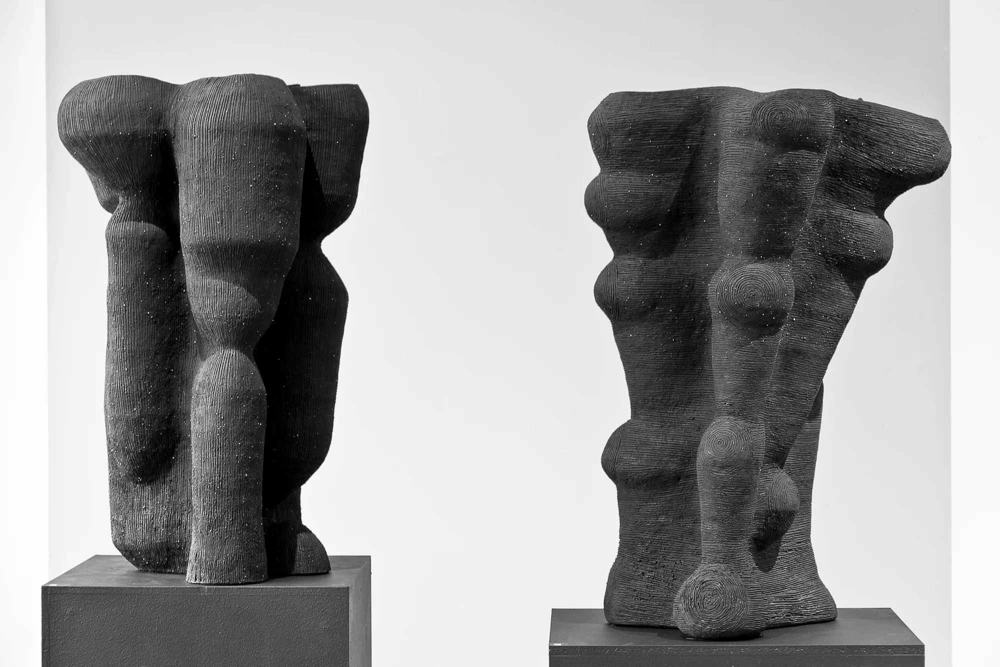 Ceramic sculptures installed in an exhibition